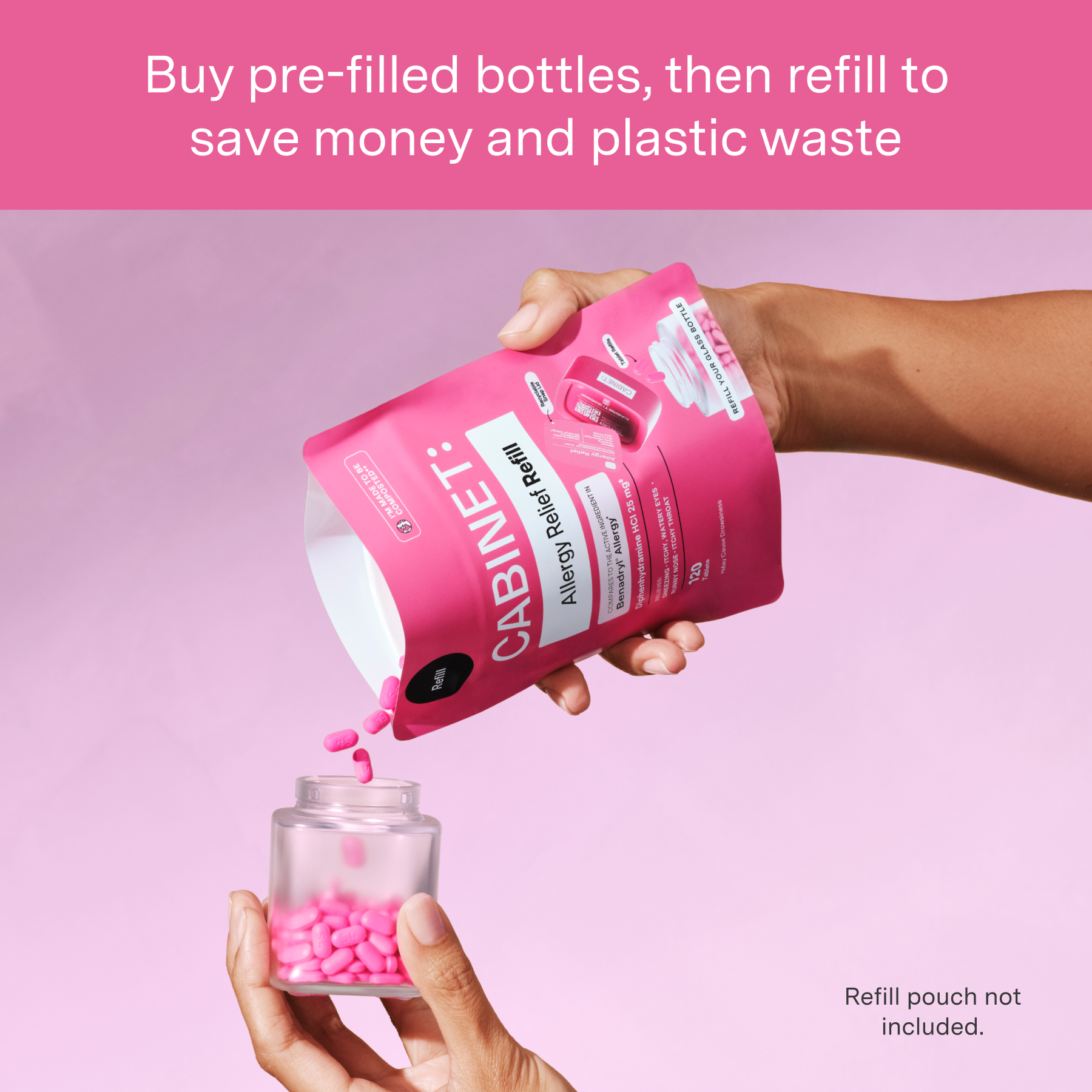 Cabinet Health - Wholesale Oral Supplement/Vitamin - Allergy Relief Refillable Glass Bottle - 120ct5