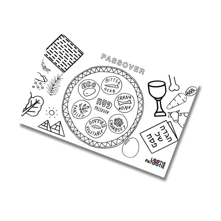 Passover Wipeable Colouring Placemat for wholesale by LP Studios/Lootie Patootie