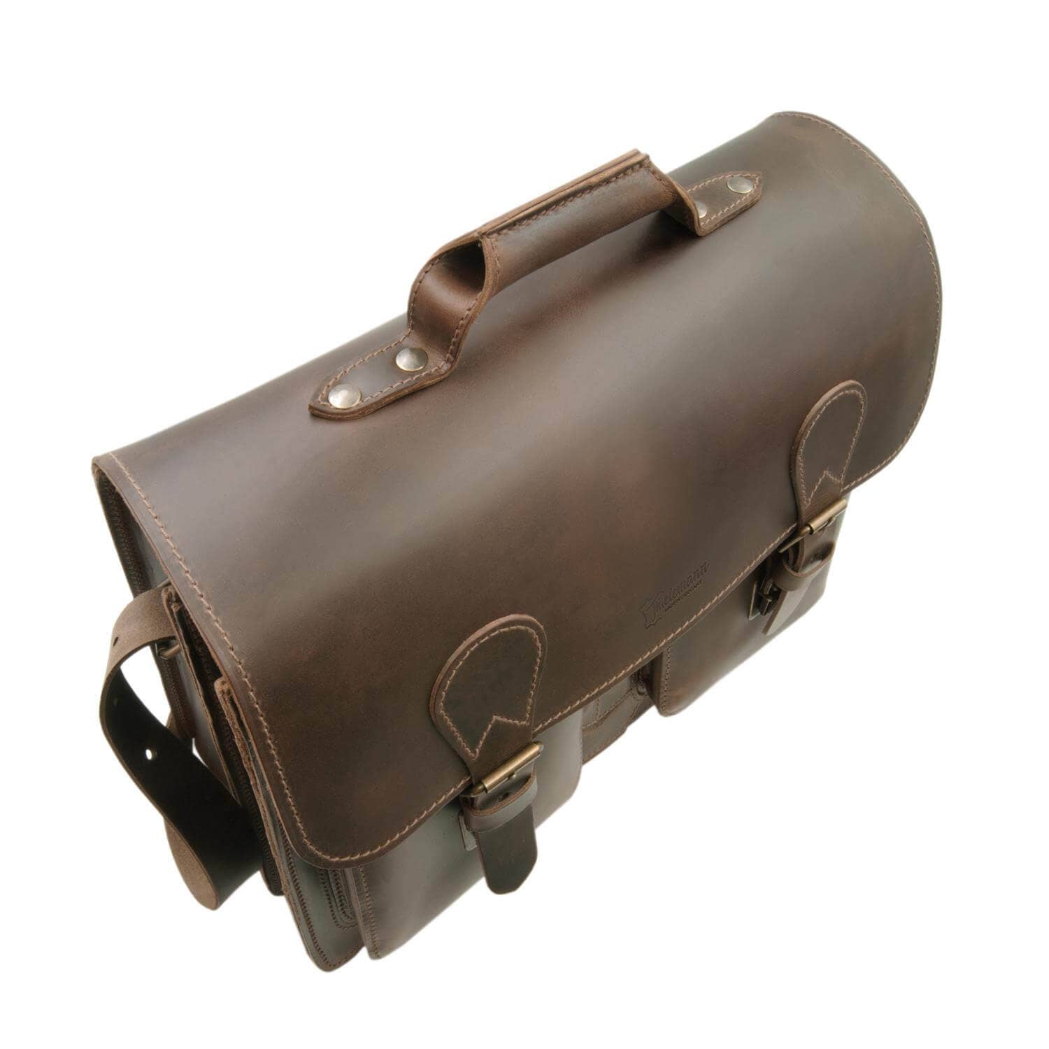 Thielemann Leather Manufacturer – Pasta - Unissexo por atacado – Maleta de couro “Köln” PREMIUM | cor: marrom escuro2