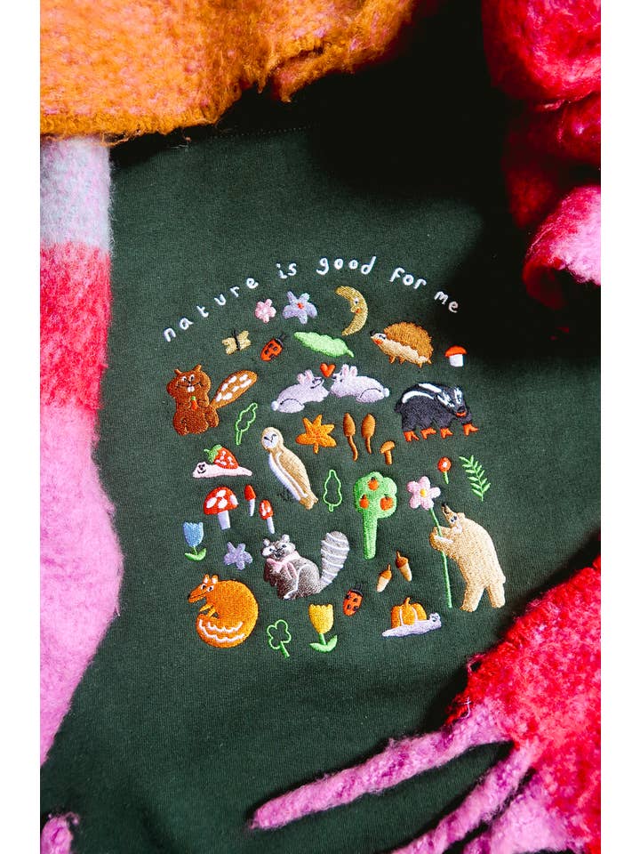 Limpet Store - Wholesale Sweatshirt - Women's - Nature Is Good For Me Embroidered Sweatshirt