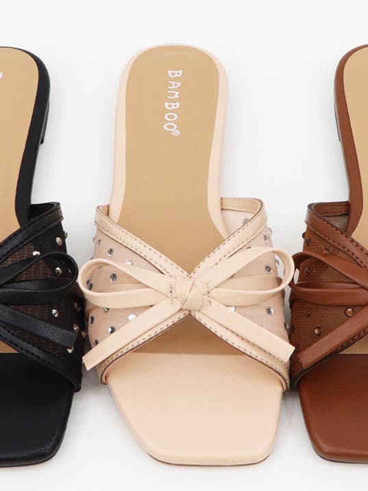 Flade sandaler Ribbon Rhinestone for engroshandel hos Andrea Bijoux