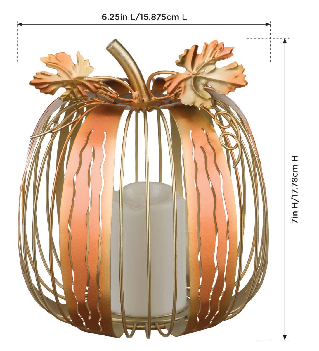 Orange LED Copper Pumpkin Decor Set/2 for wholesale on Faire2