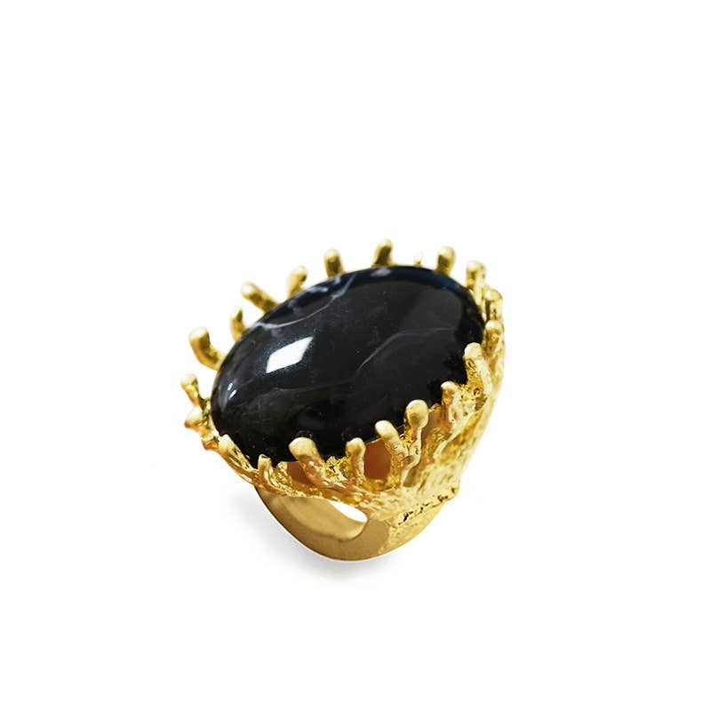 AMORINO SRL – wholesale Single stone/solitaire ring – LARGE ELASTIC CORAL RING WITH RESIN STONE3