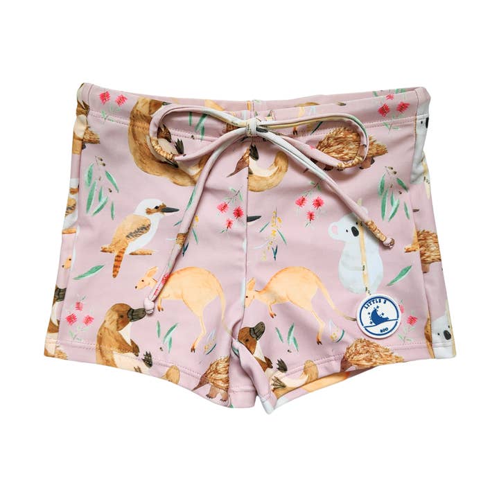 SWIM SHORTS ~ AUS ANIMALS for wholesale by Little E & Co
