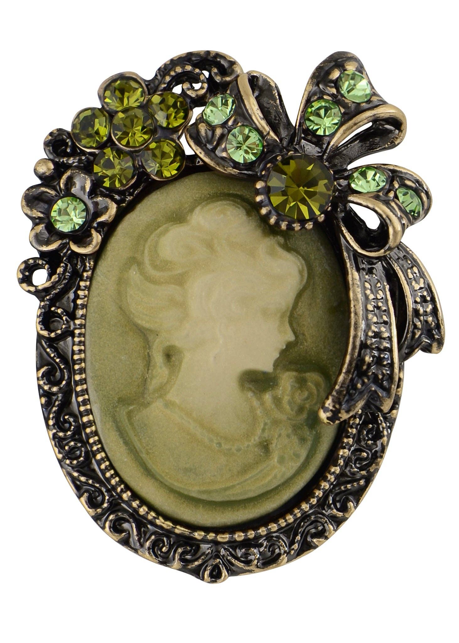 AK Brand - Wholesale Brooch - Vintage Victorian Cameo Brooch Maiden Flower Ribbon Bow42