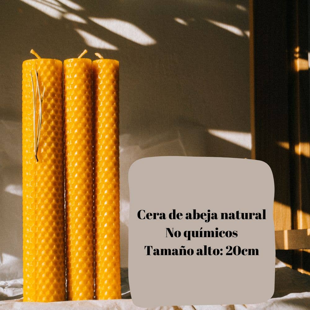 L'ABELLA MIEL - Venta al por mayor Cirios pequeños - L'ABELLAMEL Velas de cera de abeja 3 Packs de 6 Unidades2
