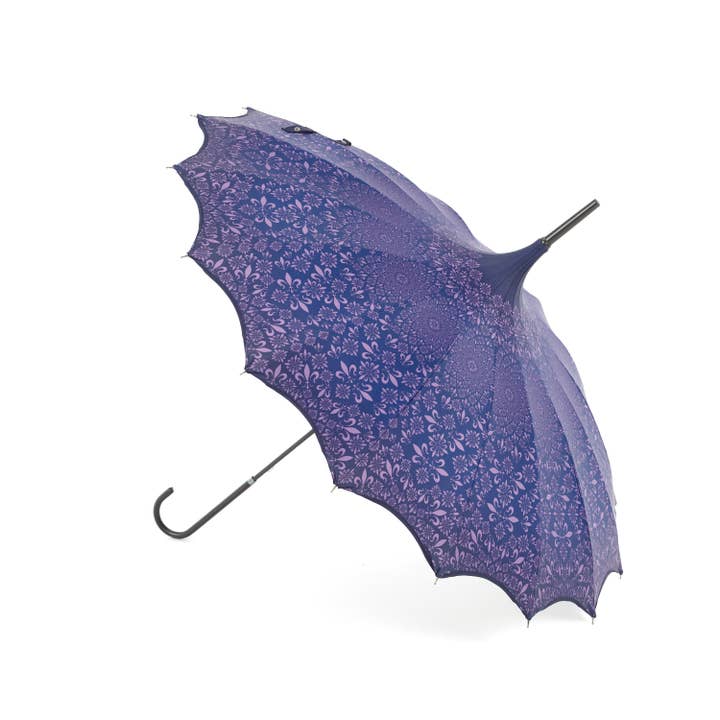 Soake – Engroshandel Paraply - Dame – Boutique mønstret pagode med bølget kant lilla5