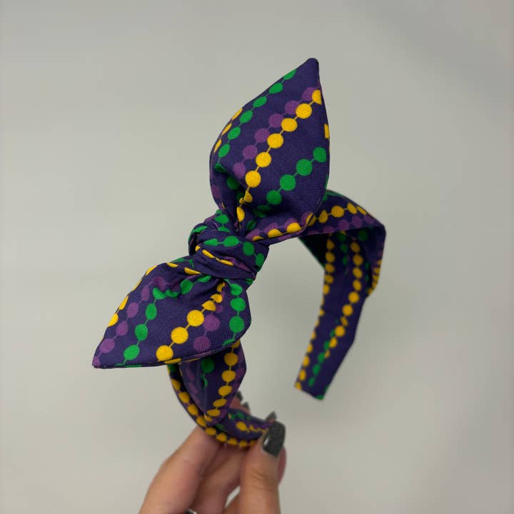Serre-tête nœud perles de Mardi Gras pour la vente par Bella Notte & Co