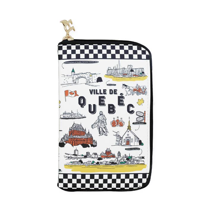 Ville de Québec Medium Zip Wallet – Kanadisches Wahrzeichen Reise-Souvenir-Geldbörse für den Großhandel von Northern Icons Canada