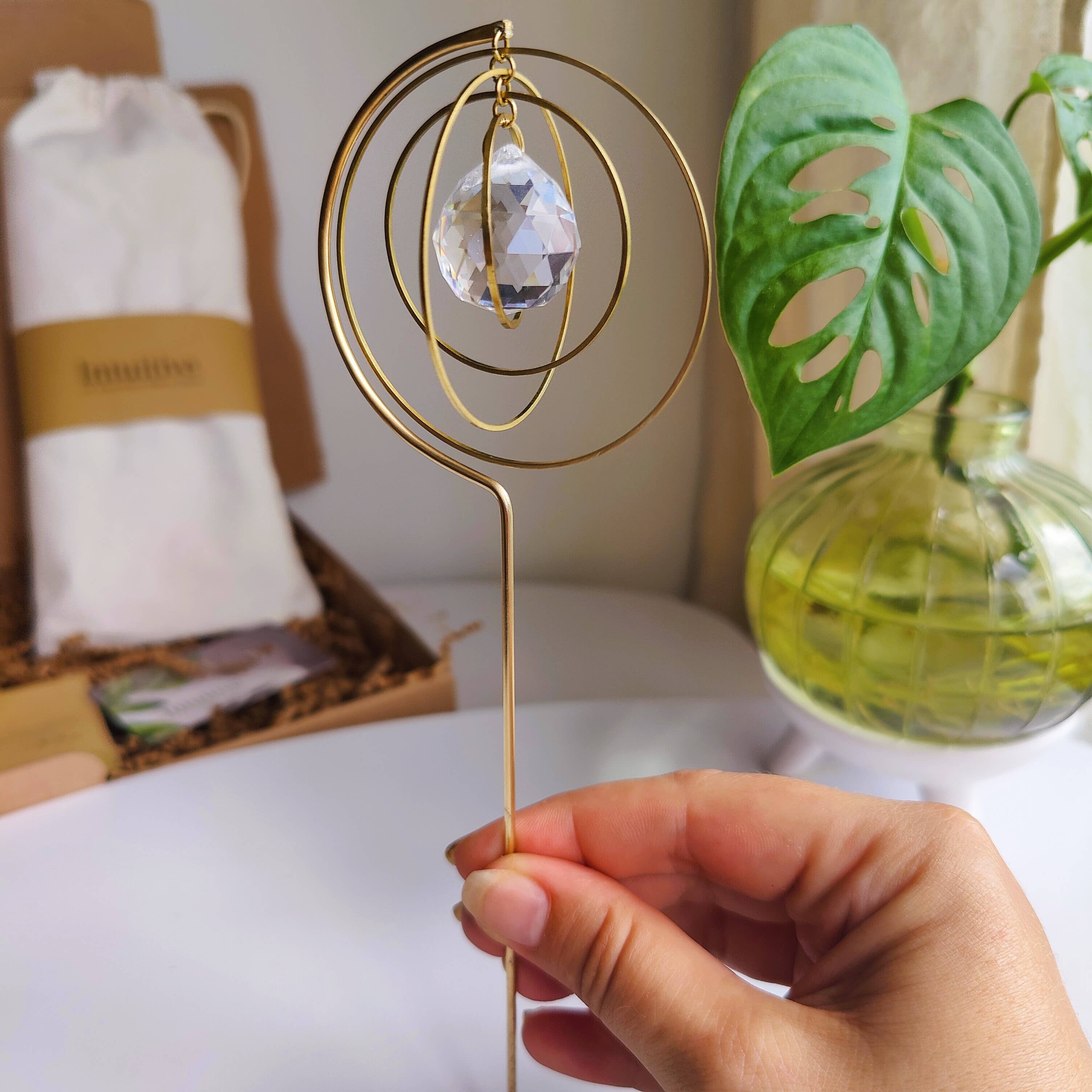 Atelier Intuitive - Wholesale Suncatcher - GALAXY • Brass & Crystal Suncatcher to Plant3