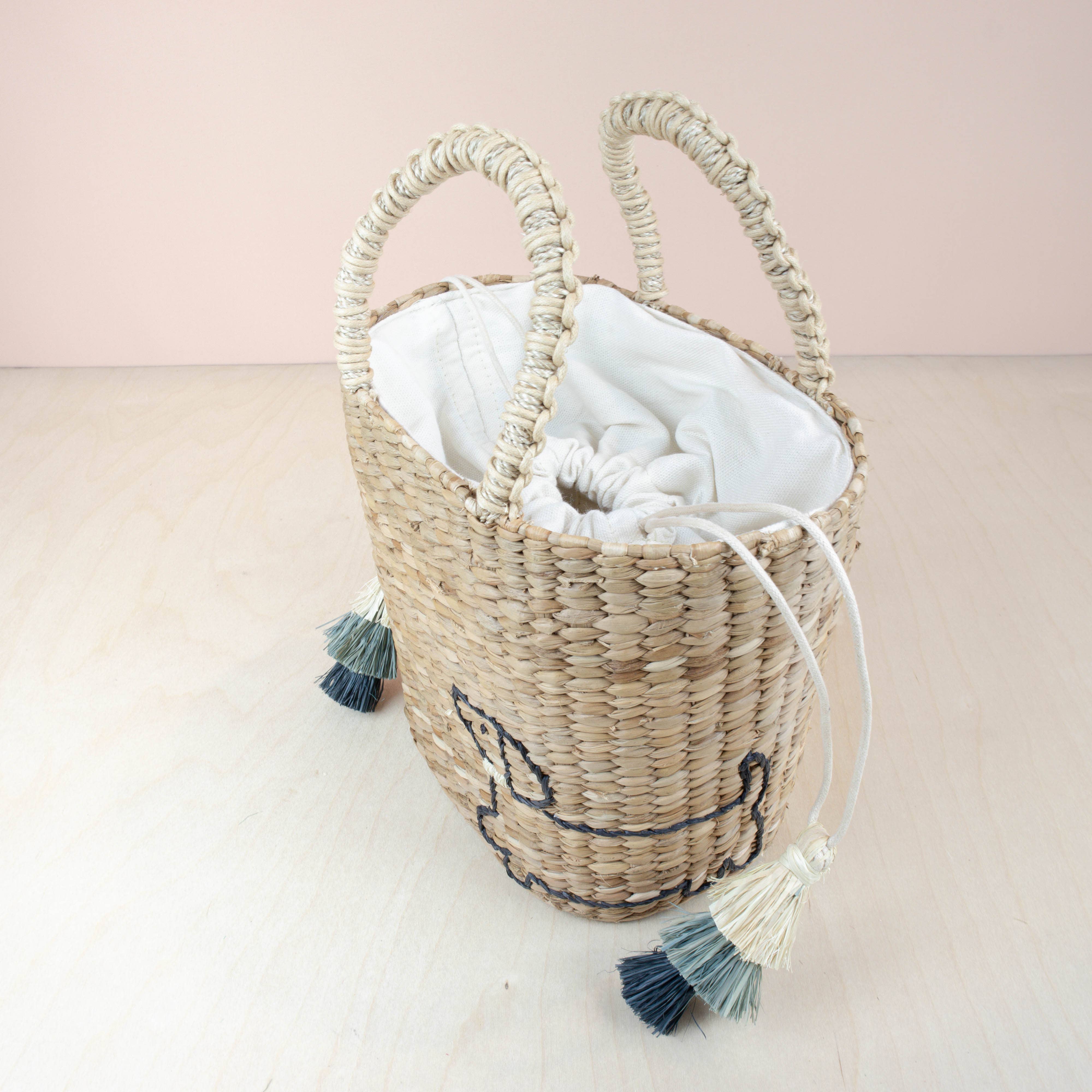 LIKHÂ - Wholesale Tote Bag - Women's - Mini Woven Tote Bag with Embroidered Dachshund - Straw Tote4