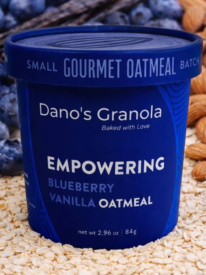 Empowering Blueberry Vanilla Instant Oatmeal for wholesale by Dano’s Granola