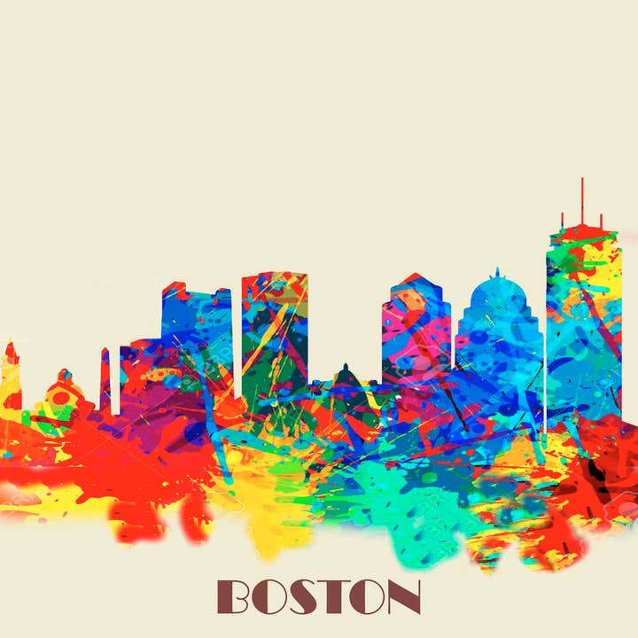 City Of Boston Skyline Poster Watercolor Art for wholesale by BMS BIZ