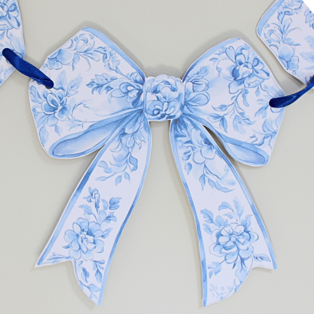 Pretty Homestyle - Wholesale Bunting/garland - Chinoiserie blue bow Paper Garland4