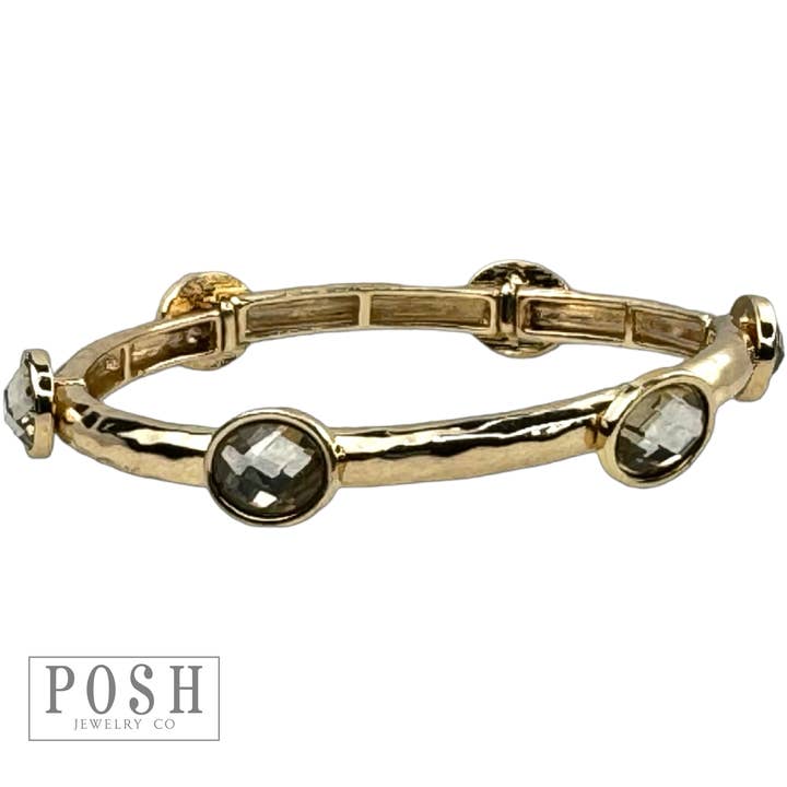 Pink Panache Brands - Wholesale Cuff Bracelet - Faceted oval crystal bracelet