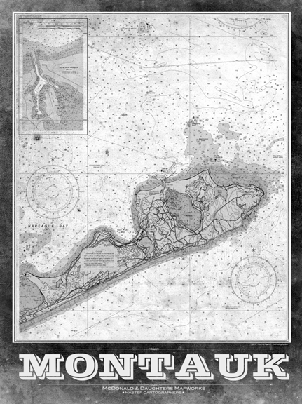 LOST DOG art & frame - Venta al por mayor Mapas - Mapa remixto de Montauk Vintage6
