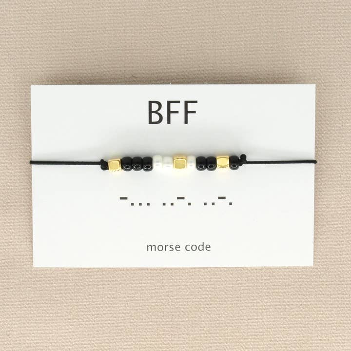 Brazalete código Morse BFF (plata, oro rosado, oro) para venta al por mayor de by Indah