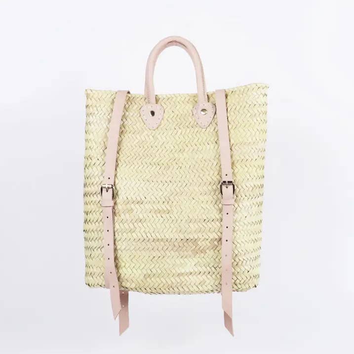 Melecraft - Wholesale Backpack - Women's - Straw Backpack - Straw Beach Bag with Leather Strap