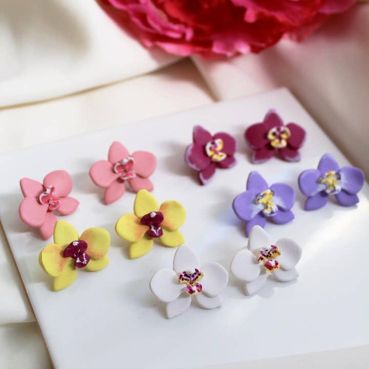 Studio Niani – wholesale Stud/post earrings – Orchid Earrings, Stud Earrings, Botanical Bridal Jewelry3