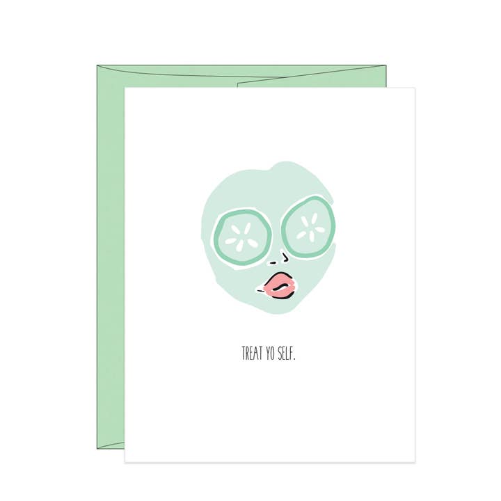 Treat Yo Self. Spa Letterpress Birthday Card for wholesale by Stack Paper Press