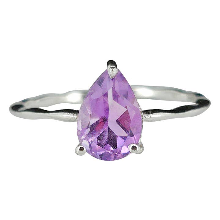 Amberman - Wholesale Single Stone/Solitaire Ring - Faceted Amethyst Sterling Silver Ring
