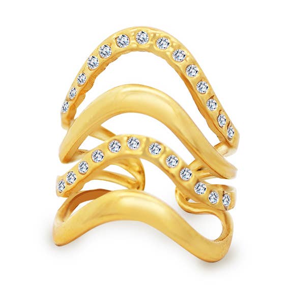 ANEL QUATRO FIOS ONDULADOS COM ZIRCÓNIA por atacado de AMORINO SRL