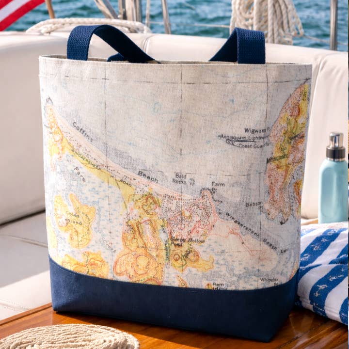 Coastal Boat Bag – Personalized Nautical Chart & Map Tote for wholesale by Not for Navigation
