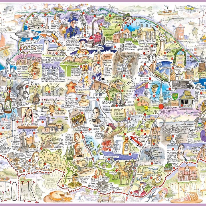 All Jigsaw Puzzles – wholesale Puzzle – Adult – Map of Norfolk - Tim Bulmer 1000 Piece Jigsaw Puzzle