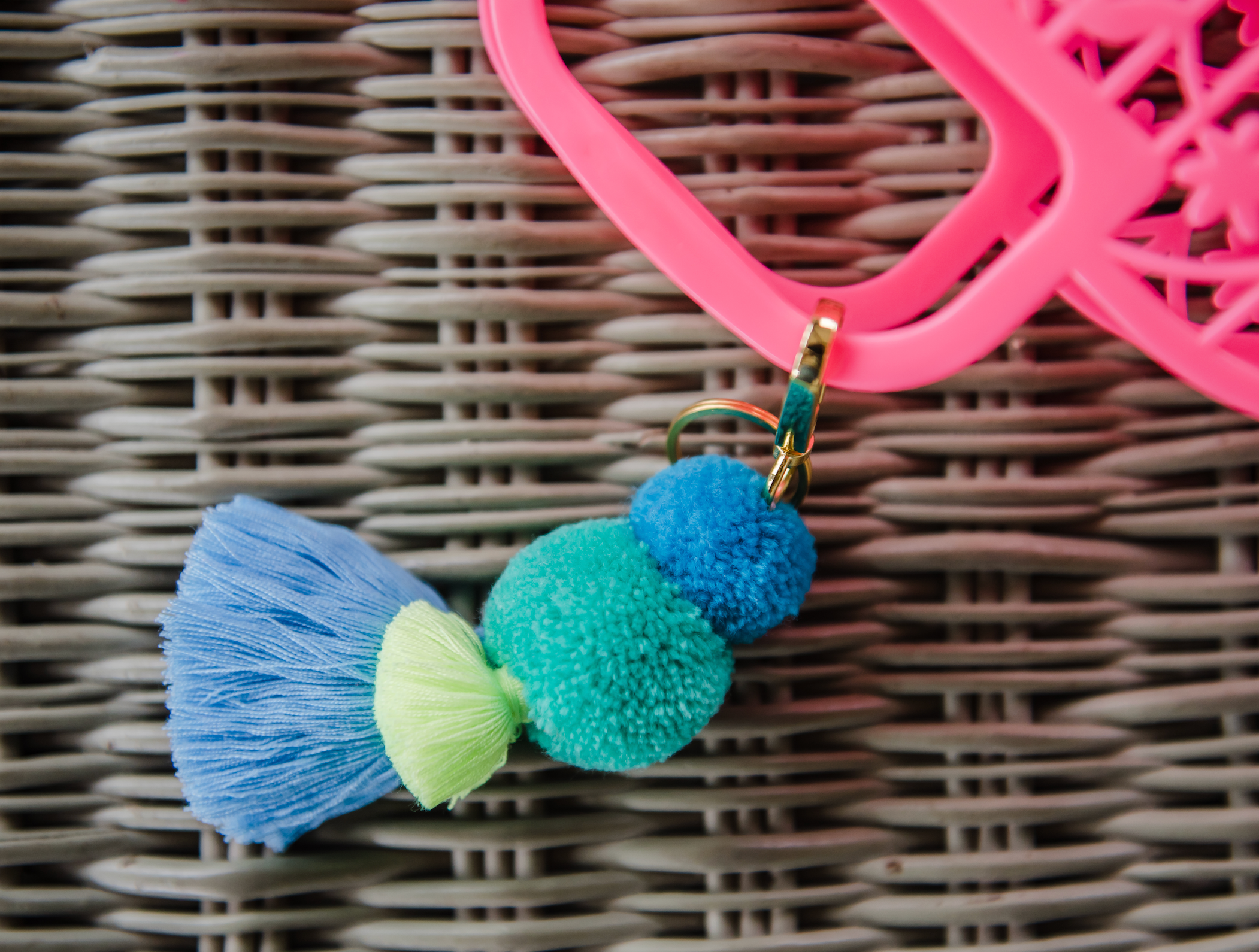 PomPom Galore - Wholesale Keychain - Women's - Pom Pom & Tassel Keyring / Bag charm - Sea Blues2