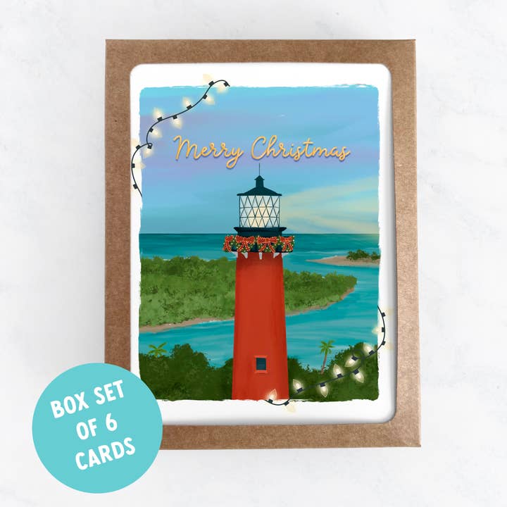 Jupiter Lighthouse Christmas Card Set - Box Set of 6 for wholesale by 25 Sweetpeas