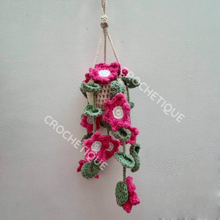 TOMOPOD LLC - Wholesale Christmas decoration - Crochet Flower Basket Car Hanging, Cute Flower Mirror Decor