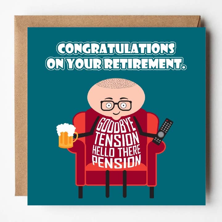 Adiós tensión | Divertida tarjeta de felicitación de jubilación para él para venta al por mayor de VERSED AID