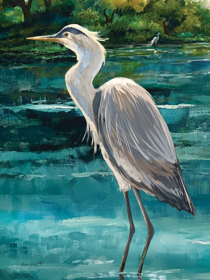 Stately Heron-FM - 12” x 18” for wholesale by Custom Decor