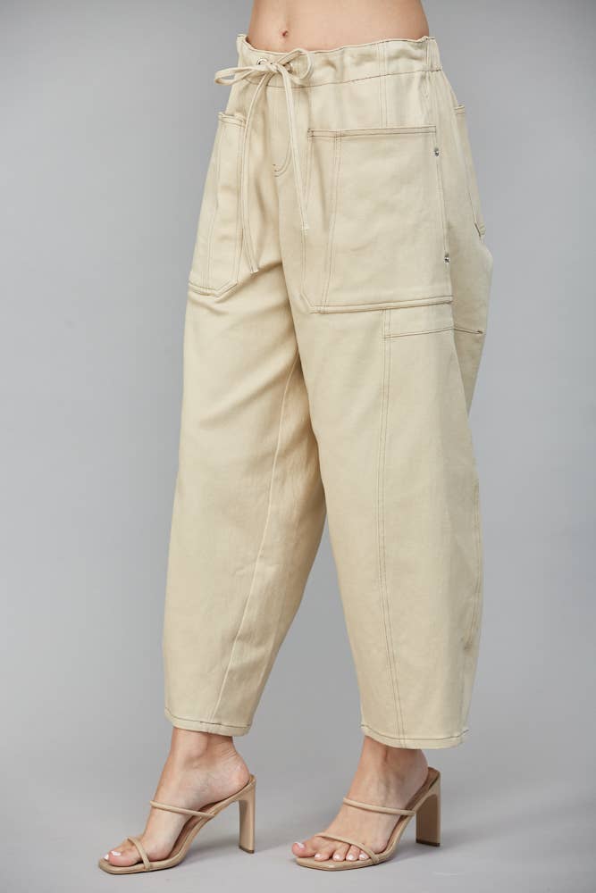 ECRU PANTALONI A BARILE DA INFILARE FP65059 in vendita all'ingrosso su Faire2