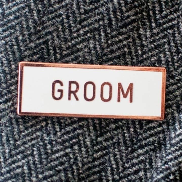Sans Groom Pin for wholesale by Palm and Posy