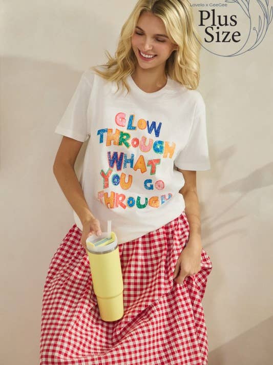 Plus Size Glow Through Grafisk T-shirt WT52619PL för wholesale av GeeGee x Lovelo