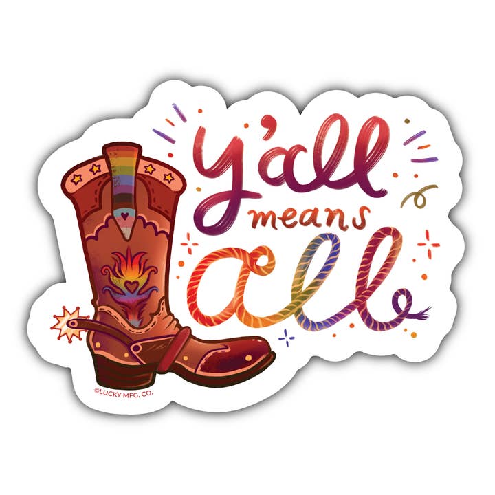 Adesivo em vinil Y'all Mean's All Pride por atacado de Lucky Mfg. Co.