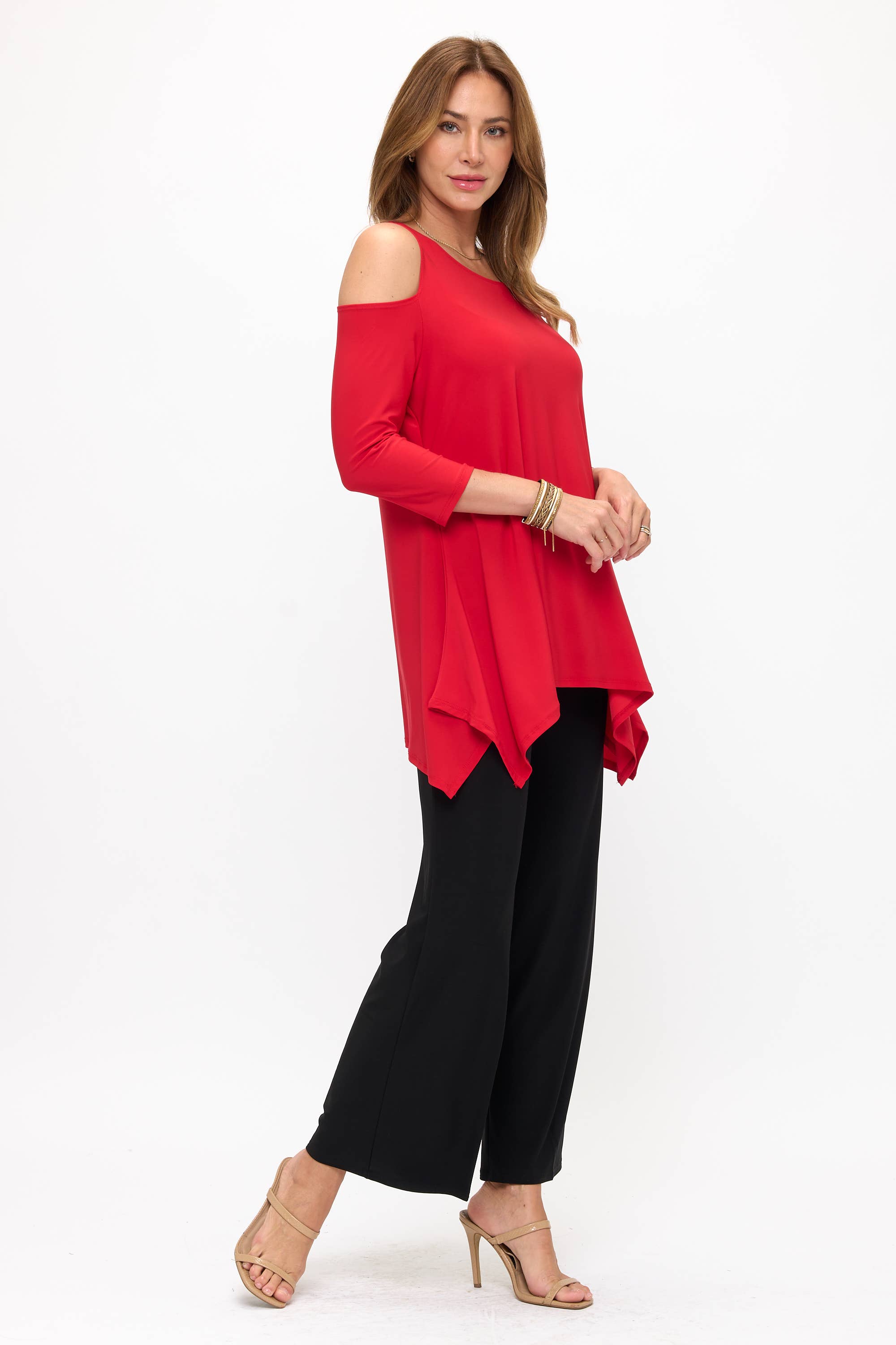 Jostar - Vente Tunique – femme - haut à épaules dénudées effet morsure de requin-3093HT-QRS18