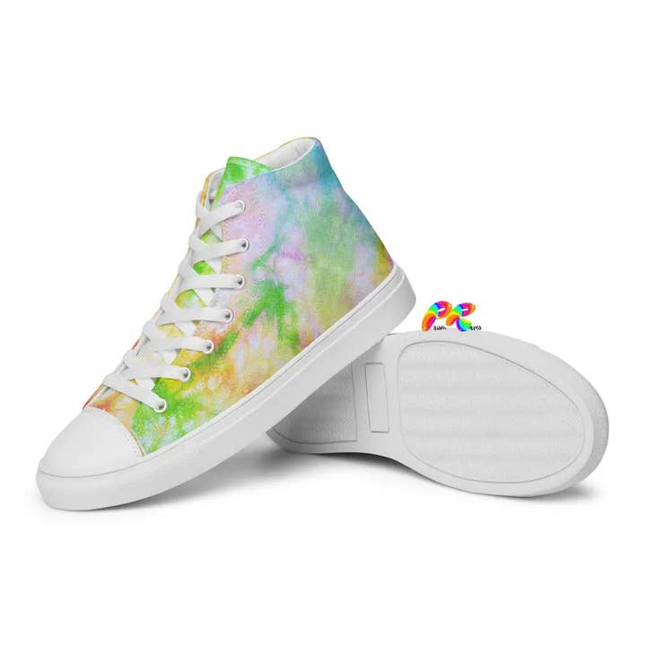 Chaussures hautes en toile Vivid Tie-dye pour femmes pour la vente par Prism Raves