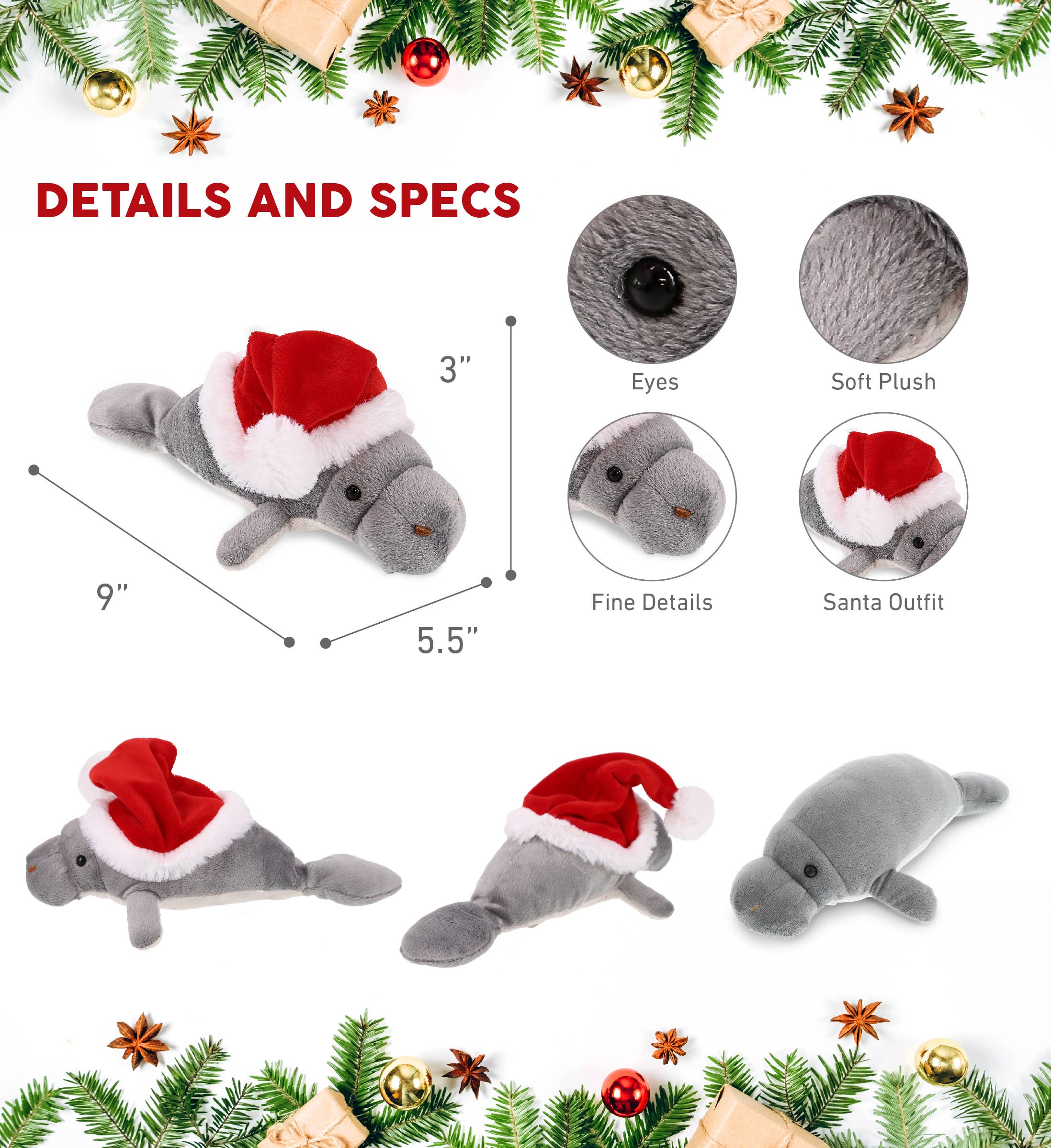 Cota Global – Großhandel Kuschel-/Plüschtier – Kind & Baby – Plüsch-Santa - Wild Collection Plüsch - 9" Graue Seekuh2