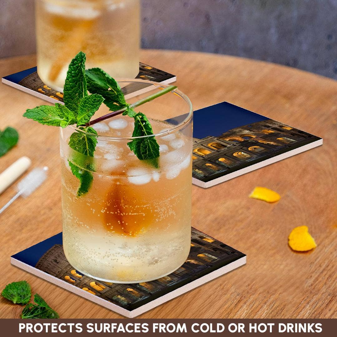 3dRose - Wholesale Coasters - 3dRose, Italy, Rome, Colosseum. Night scene at landmark., Coaster2