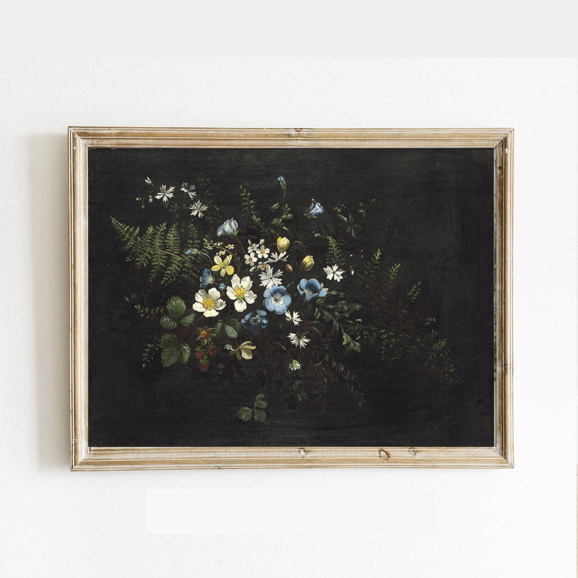 Paper House Print Shop - Vente Affiche d'art - Impression d'art vintage sur fond de fleurs sauvages colorées sur fond noir1