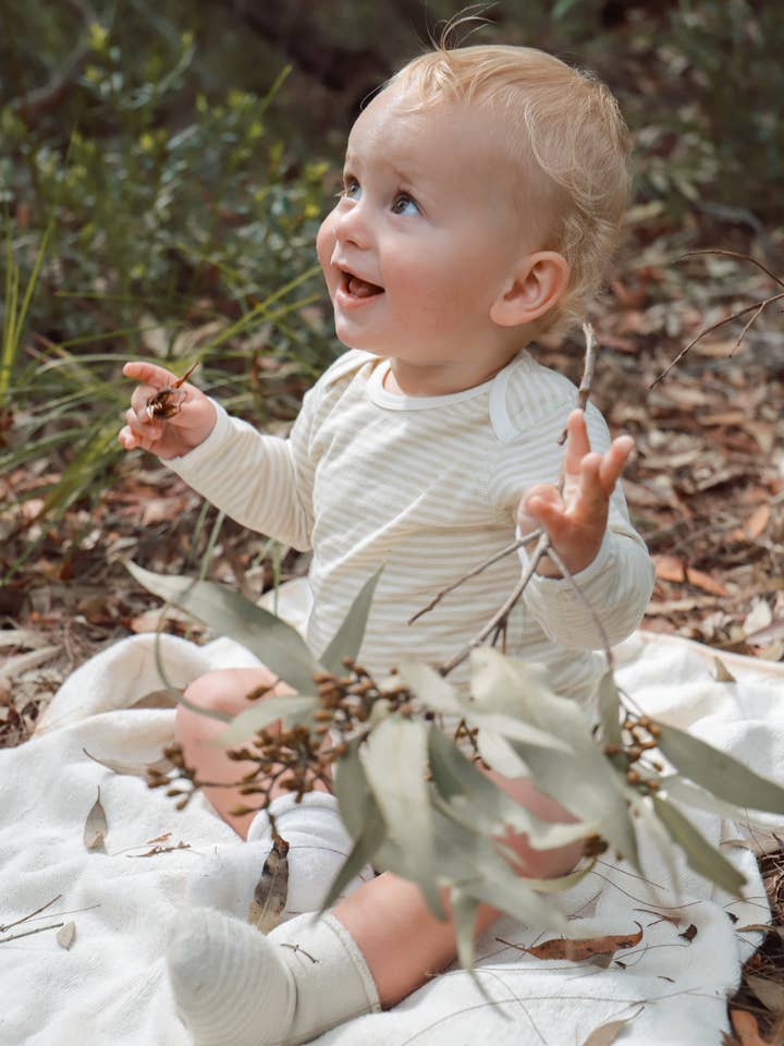 Fibre for Good - Wholesale Bodysuit (non-footed) – Baby - Undyed organic cotton Stripe Jersey Bodysuit7