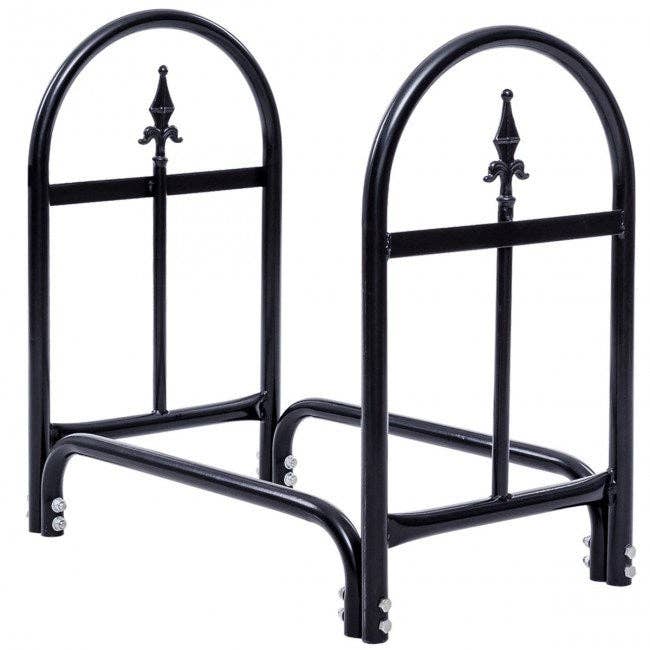 Black 2 Feet Outdoor Heavy Duty Steel Firewood Storage Holder for wholesale on Faire6