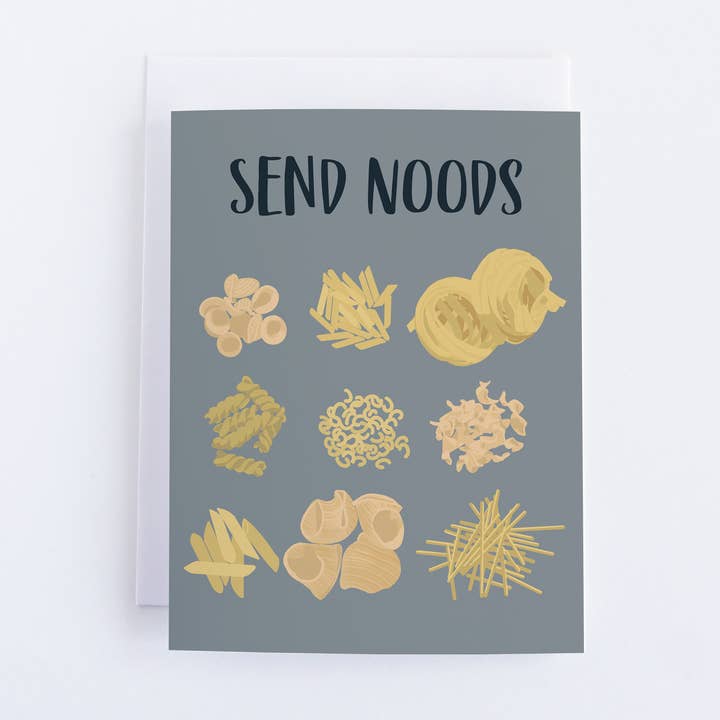 Send Noods Greeting Card for wholesale by Bean Horse Car Designs