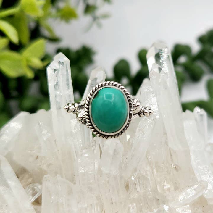 Anillo de plata de ley (925) con piedra semipreciosa turquesa para venta al por mayor de Meraki Gemstones