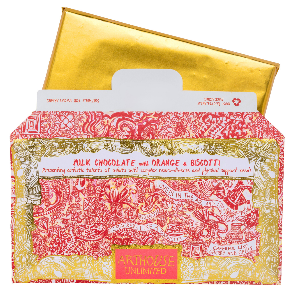 ARTHOUSE Unlimited - Wholesale Chocolate Bar - Love is in the Air, Milk Chocolate Bar with Orange and Biscotti2