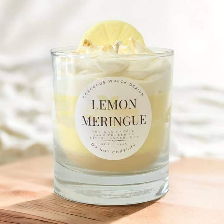 Lemon Meringue Pie Dessert Candle for wholesale by Gorgeous Wreck Design