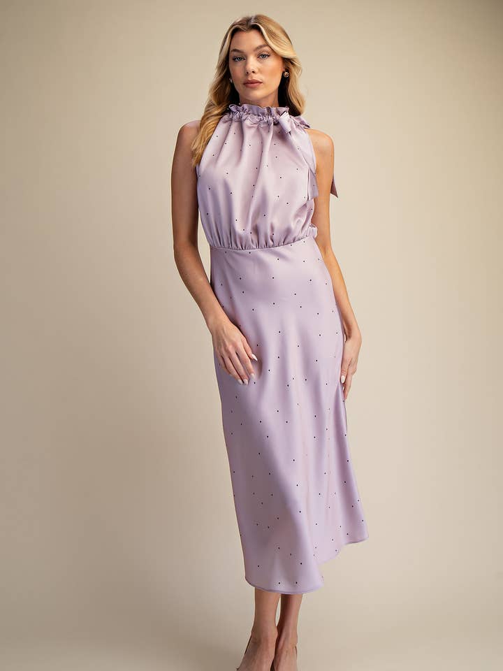 Ruffle Tie Neck Sleeveless Midi Dress for wholesale by Glam