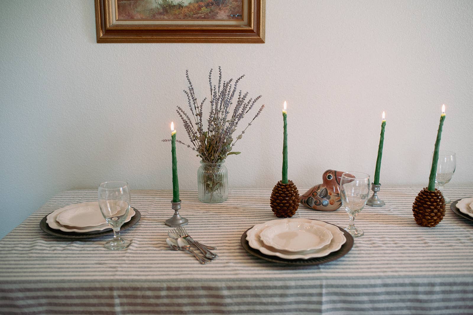 Happy Organics – wholesale Tapered candle/candlestick – Asparagus Beeswax Candle Taper Pair4